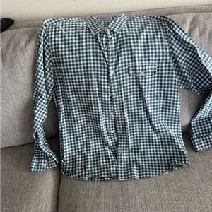 J. Crew Blue Green and White Gingham Shirt